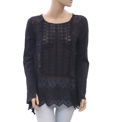 Odd Molly Anthropologie Eyelet Embroidered Crochet Lace Tunic Top