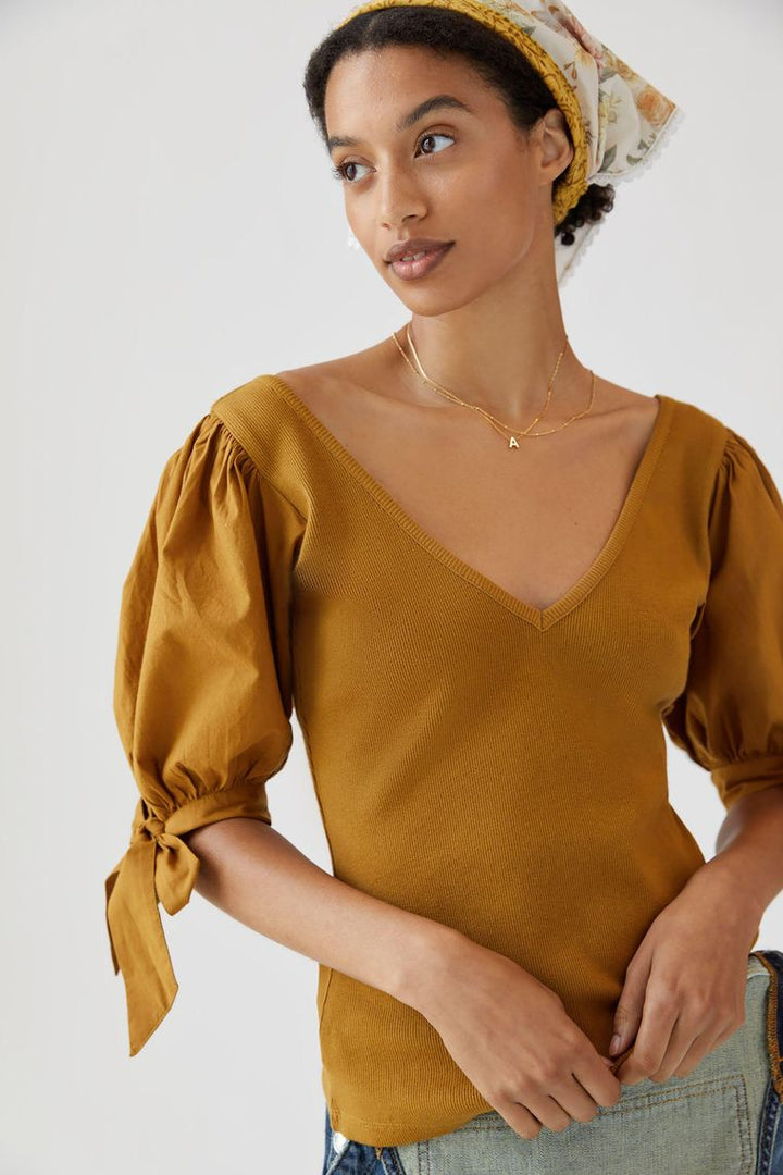 Maeve Anthropologie Puff-Sleeved Blouse Top