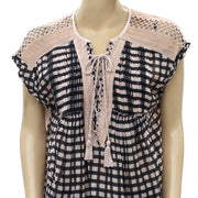 Free People Gingham Printed Blouse Top