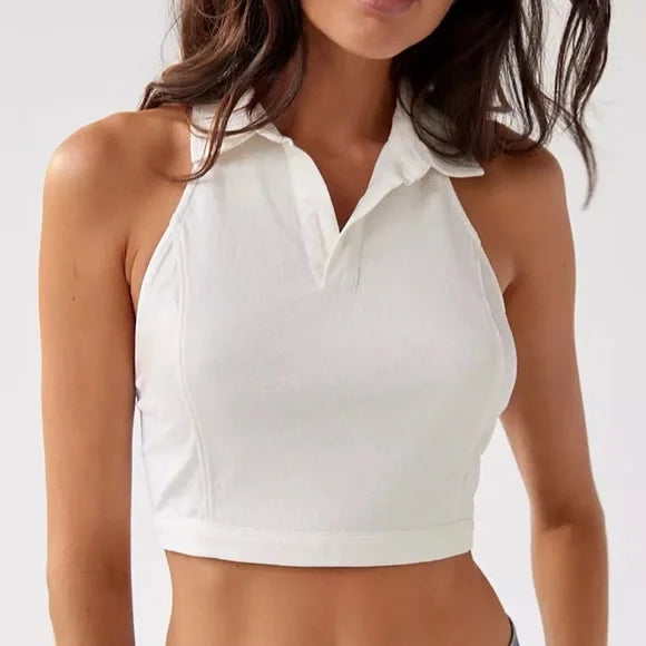 Urban Outfitters Dec Collared Halter Blouse Top