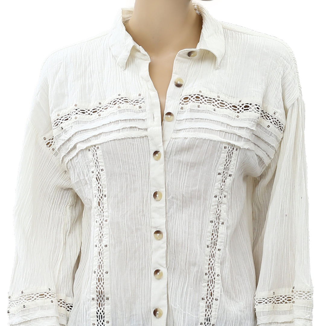 Free People Summer Stars Buttondown Shirt Top