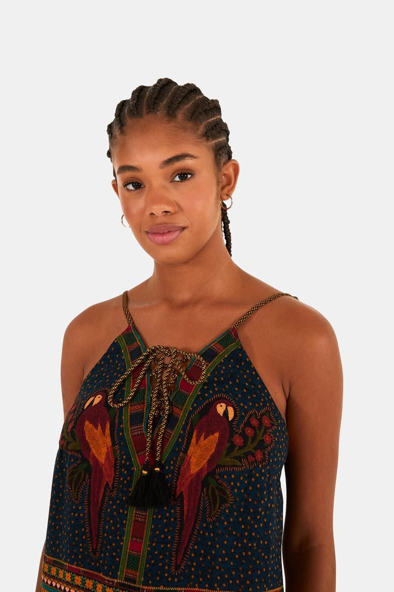 Farm Rio Anthropologie Patch Beauty Mini Dress