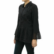Uterque Embroidered Black Tunic Shirt Top