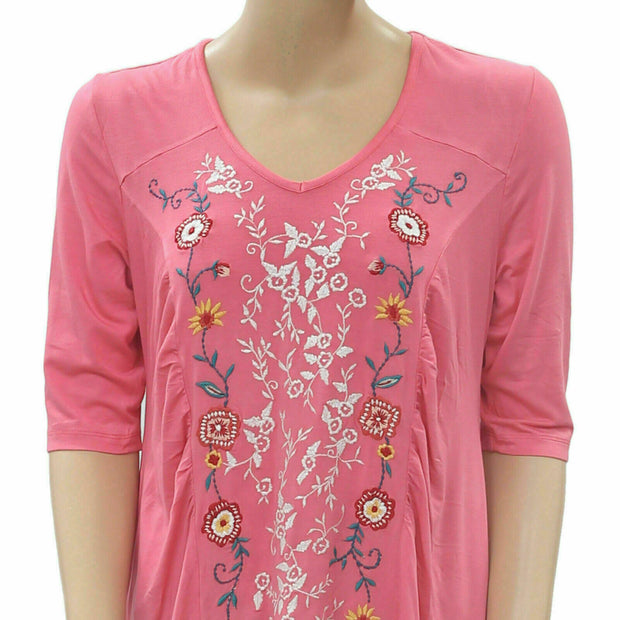 Caite Anthropoligie Floral Embroidered Tunic Top