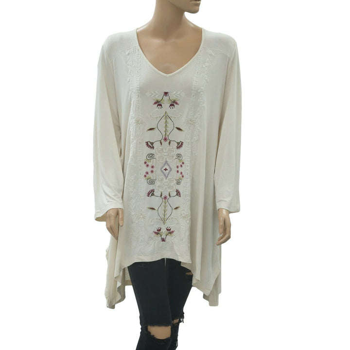 Caite Anthropologie Floral Embroidered Tunic Top