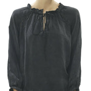Zadig & Voltaire Theresa Bead Embellished Black Lace Blouse Top