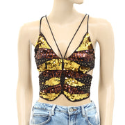 Urban Outfitters UO Mariah Sequin Strappy Cropped Top