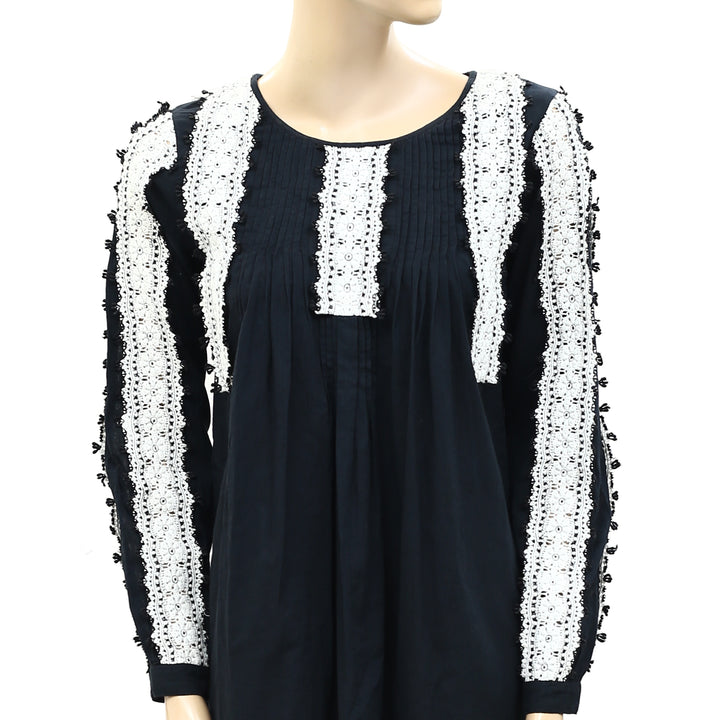 Etoile Isabel Marant Crochet Lace Trim Tunic Mini Dress