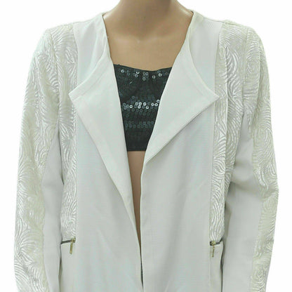 Anthropologie Velvet White Coatigan Jacket Top Oversized S