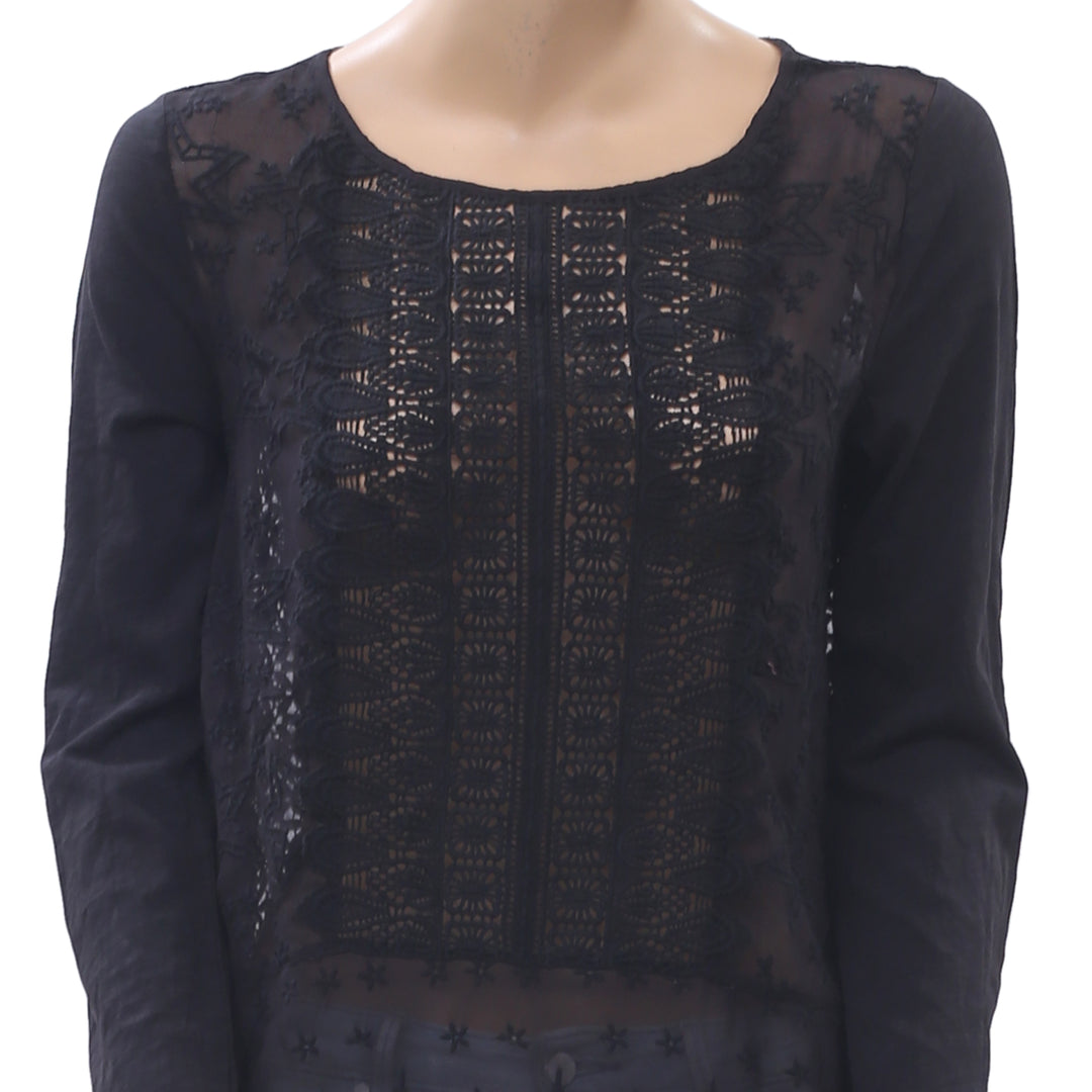 Odd Molly Anthropologie Eyelet Embroidered Crochet Lace Tunic Top