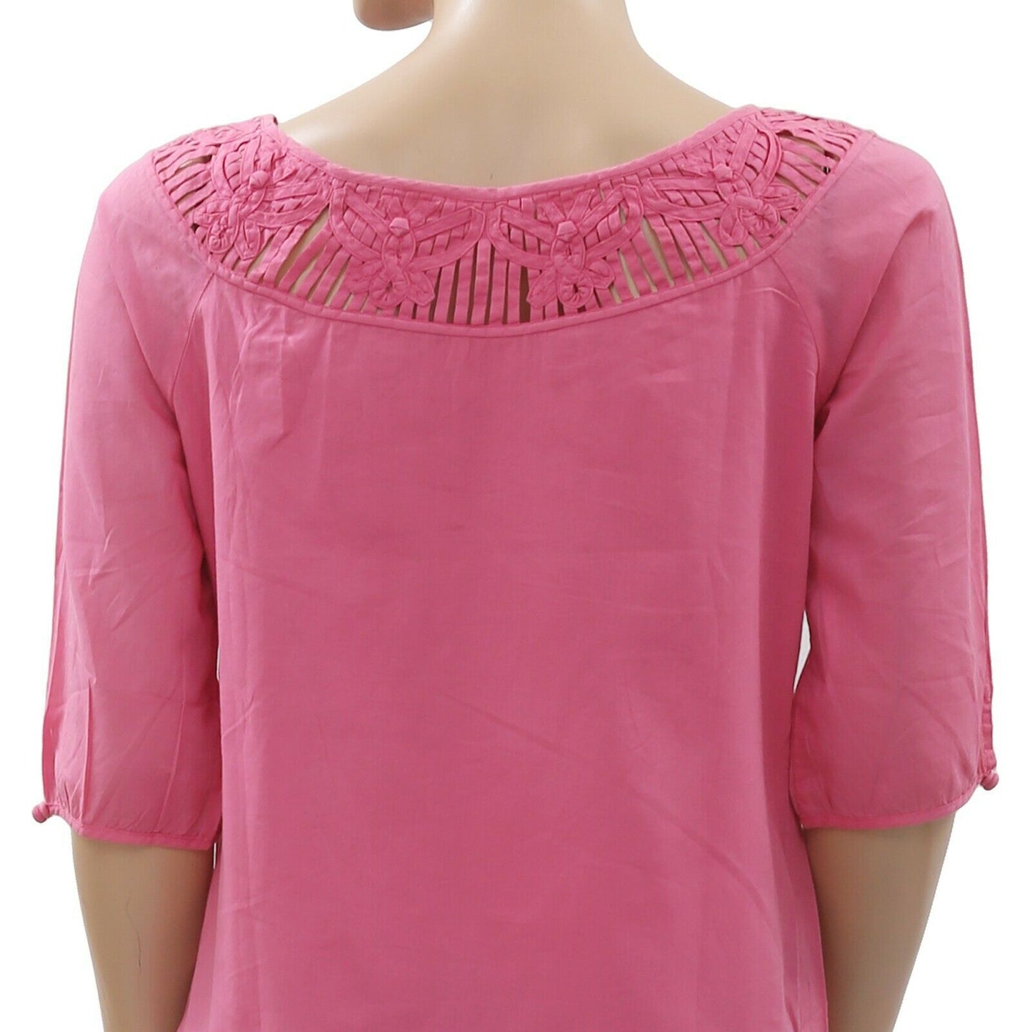 Lilly Pulitzer Solid Cutout Cotton Pink Blouse Top