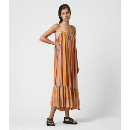 Allsaints Paola Striped Slip Midi Dress