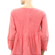 Odd Molly Anthropologie Insert Lace Pintuck Blouse Top