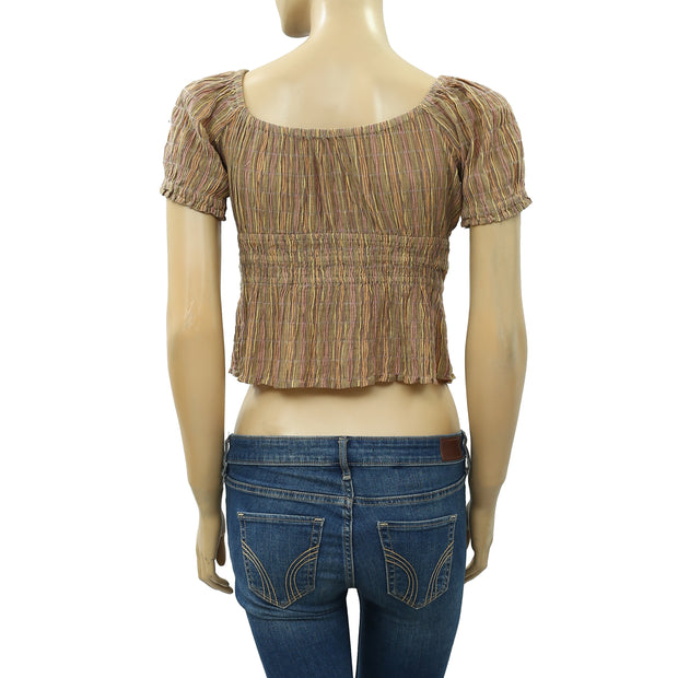 Free People Synthetic Vivi Smocked Striped Crop Top