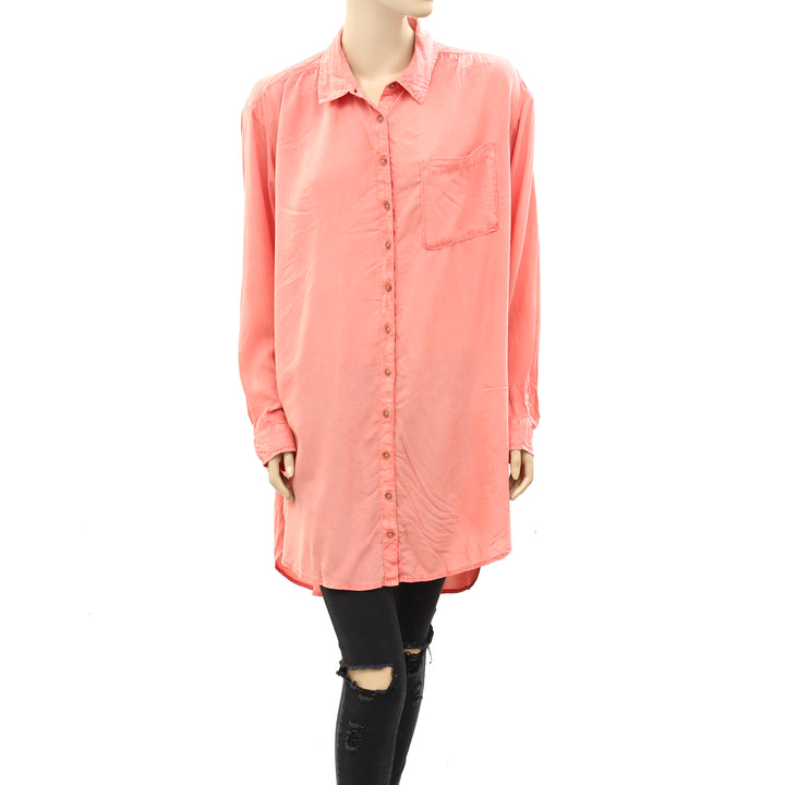 Pilcro And The Letterpress Anthropologie Sleek Buttondown Tunic Top