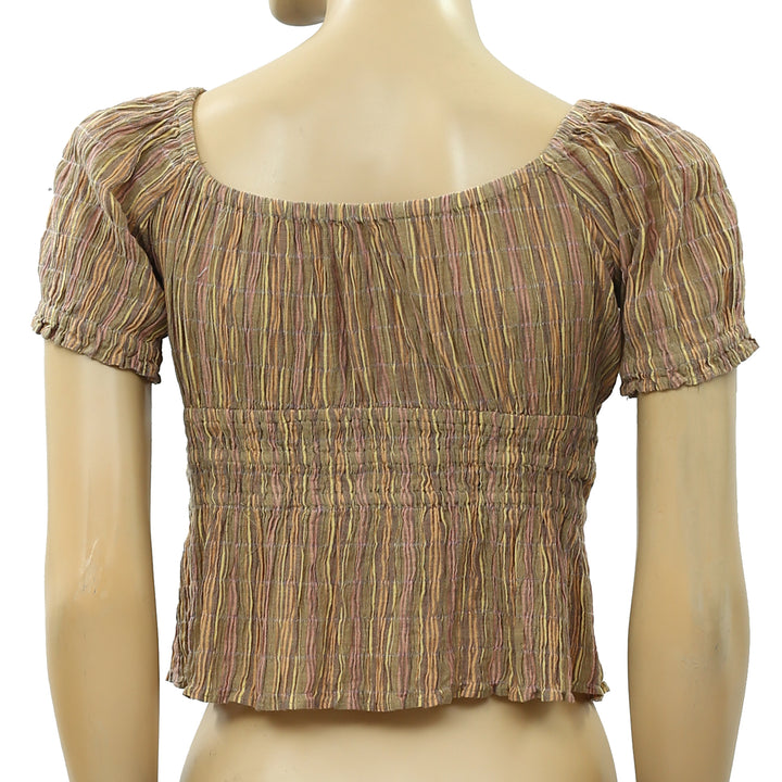 Free People Synthetic Vivi Smocked Striped Crop Top