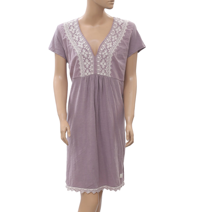 Odd Molly Anthropologie Embroidered Purple Mini Dress XL