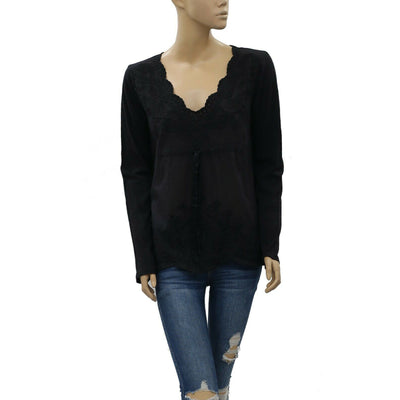 Odd Molly Anthropologie Embroidered Tunic Black Blouse Top