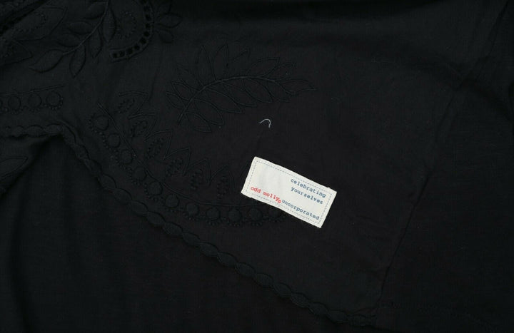 Odd Molly Anthropologie Embroidered Tunic Black Blouse Top