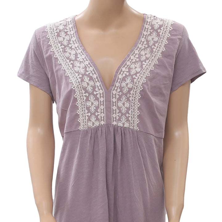 Odd Molly Anthropologie Embroidered Purple Mini Dress XL