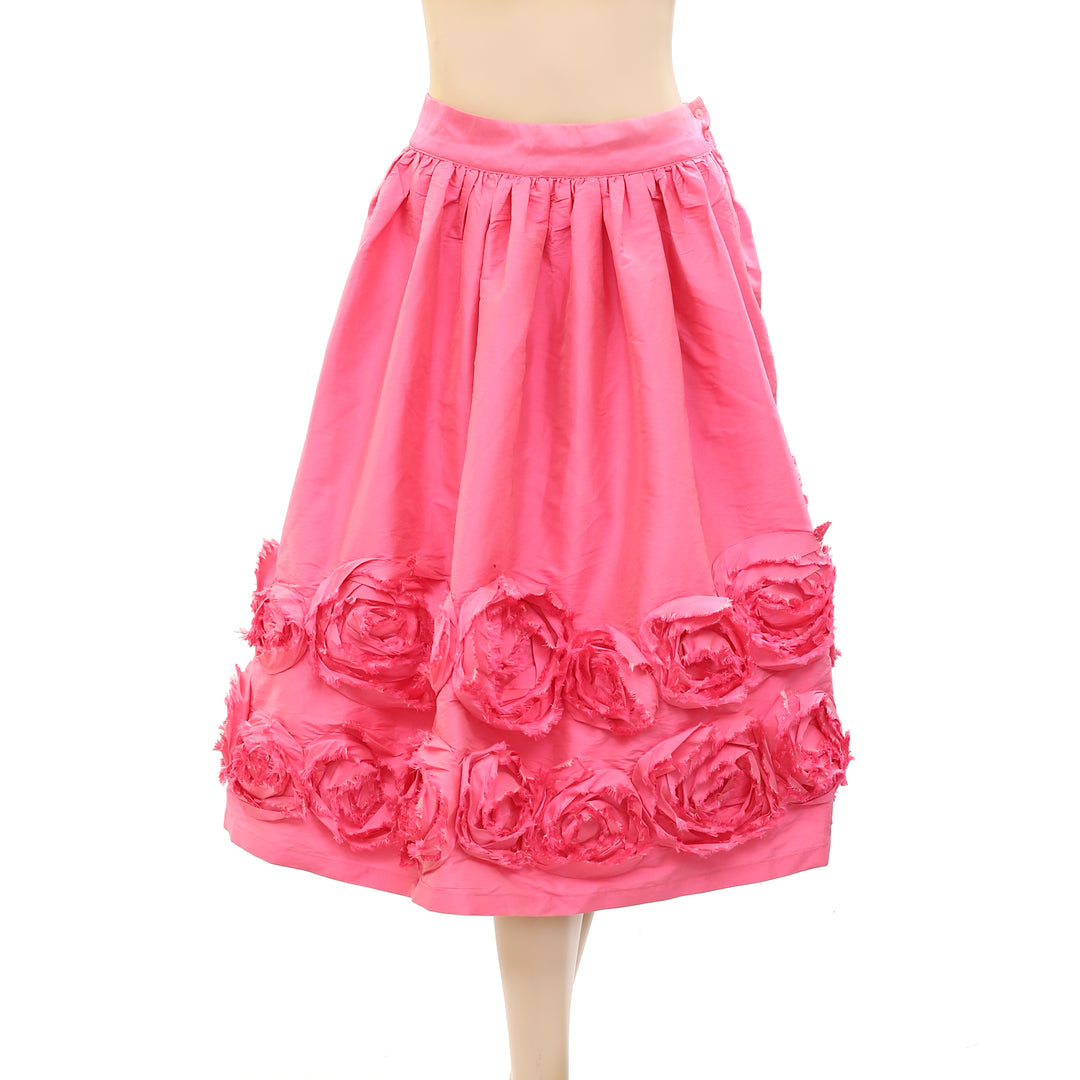 Frances Valentine Barbara Flowers Shantung Skirt