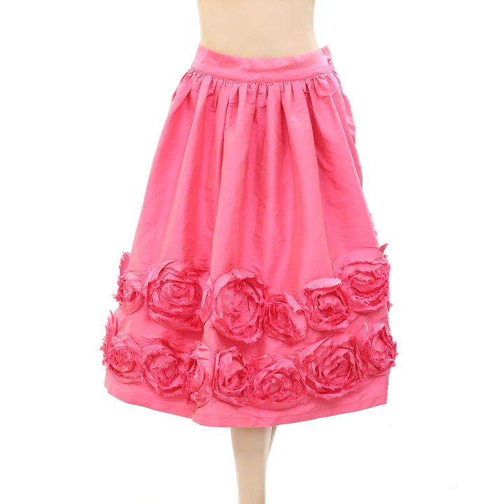Frances Valentine Barbara Flowers Shantung Skirt