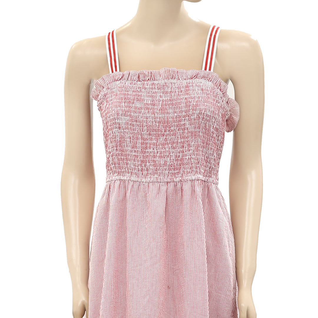 Anthropologie Smocked Ruffle Lace-up Midi Dress S