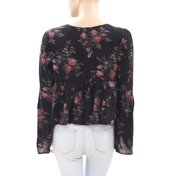 Denim & Supply Floral Printed Bell Sleeve Top M