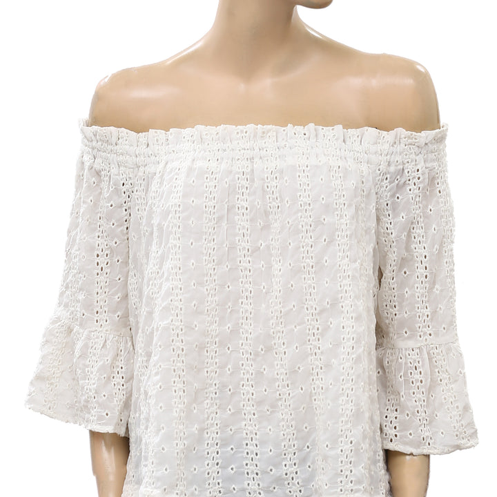 Floreat Anthropologie Off The Shoulder Eyelet Blouse Top