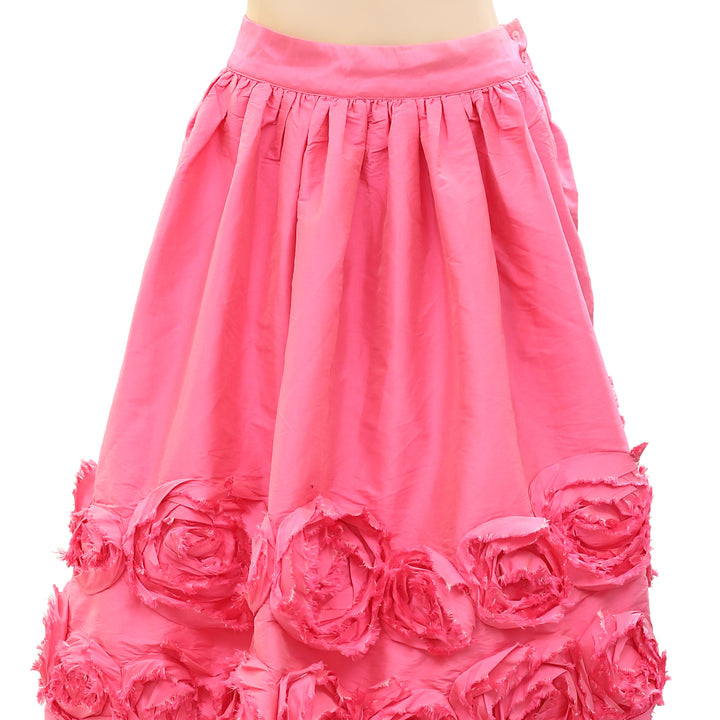 Frances Valentine Barbara Flowers Shantung Skirt