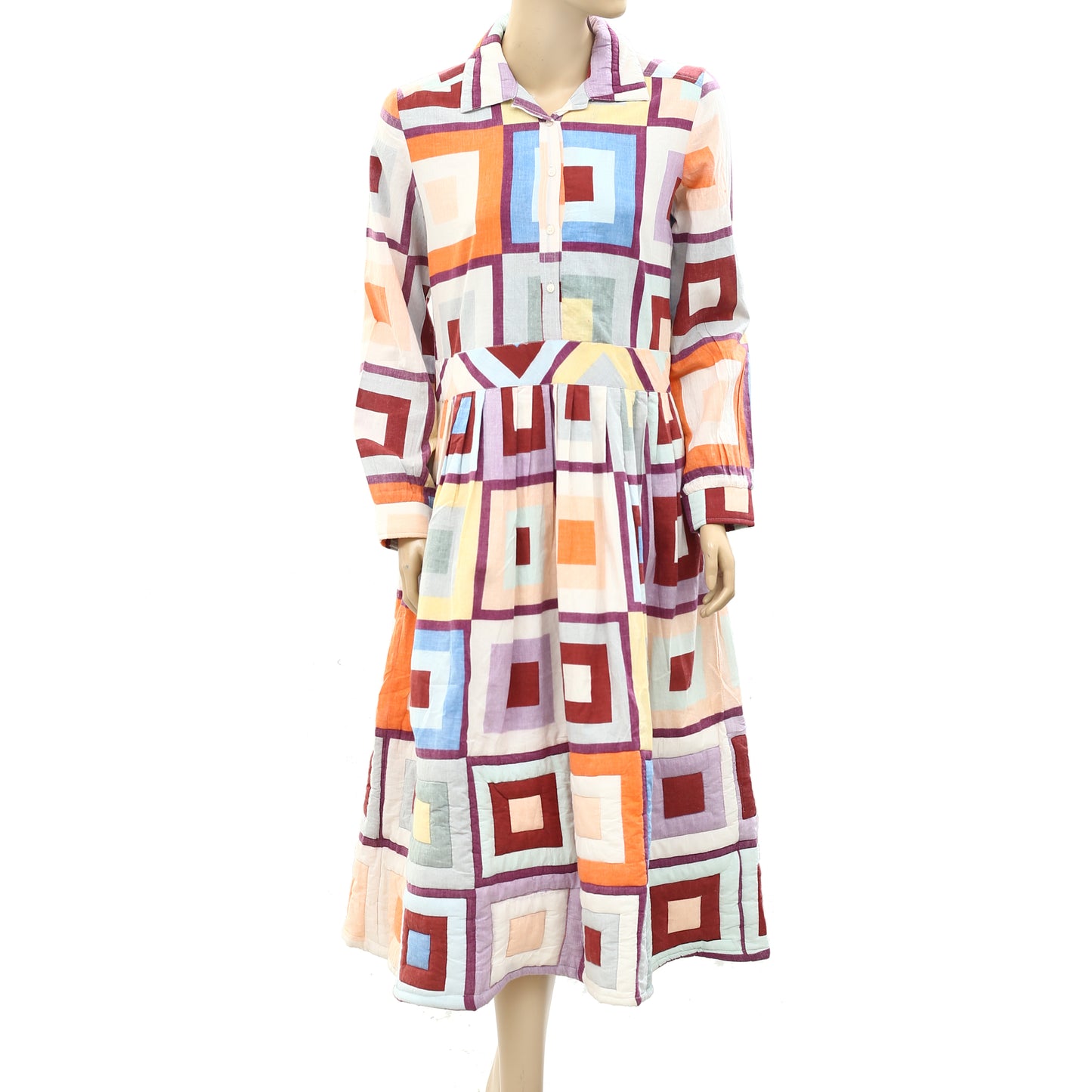 La Dovitch Colorblock Shirt Midi Dress