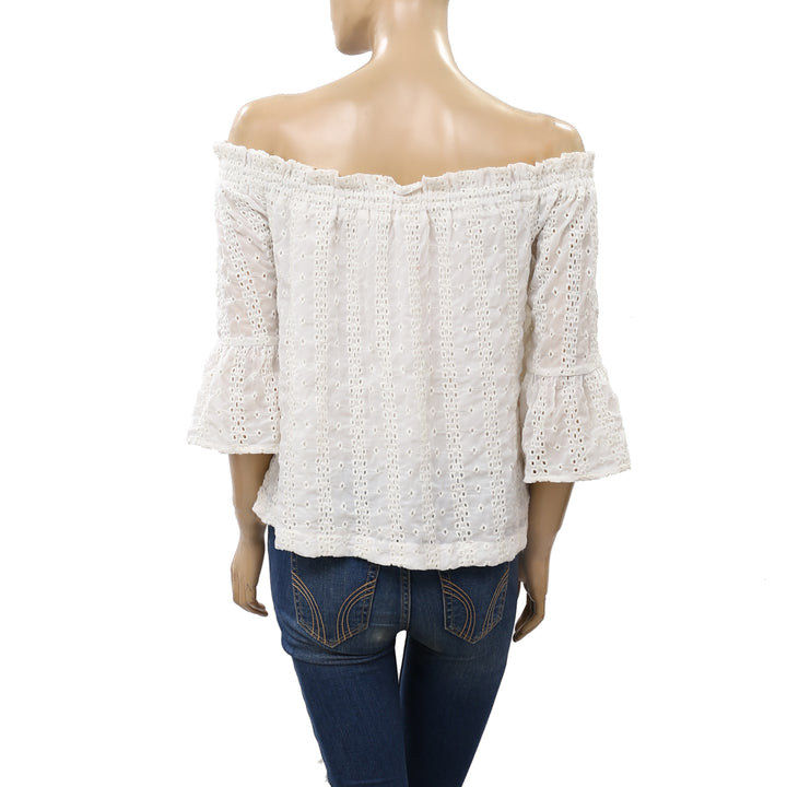 Floreat Anthropologie Off The Shoulder Eyelet Blouse Top