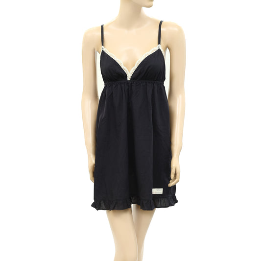 Odd Molly Anthropologie Once In A While Lace Black Slip Mini Dress S