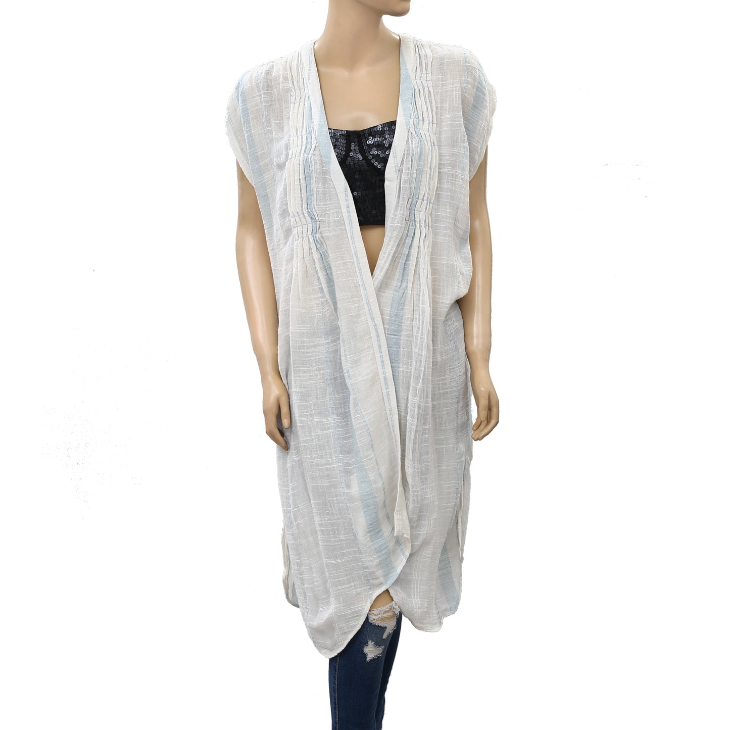 Free People Striped Gauzy Coverup Maxi Top