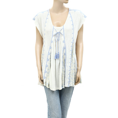 Free People Mesh Embroidered Tunic Top