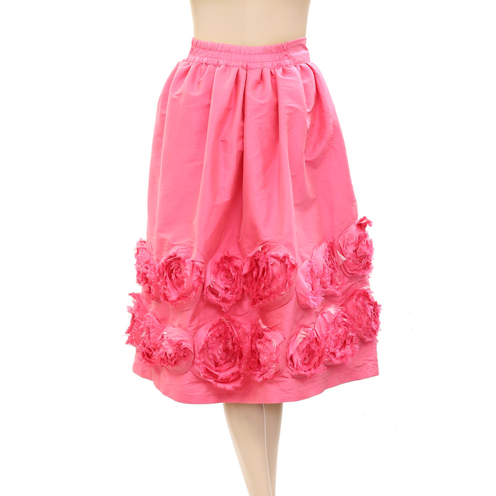 Frances Valentine Barbara Flowers Shantung Skirt
