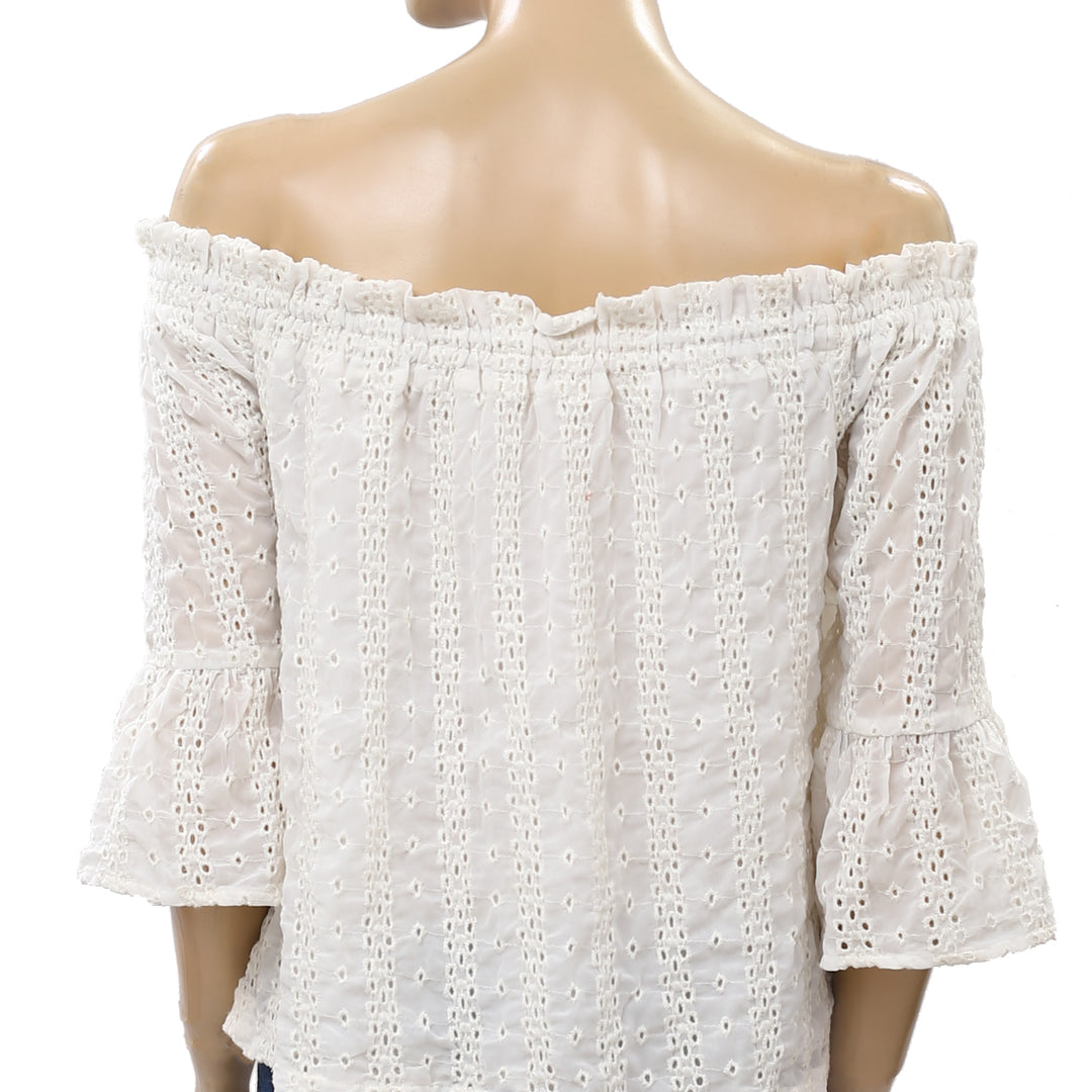 Floreat Anthropologie Off The Shoulder Eyelet Blouse Top