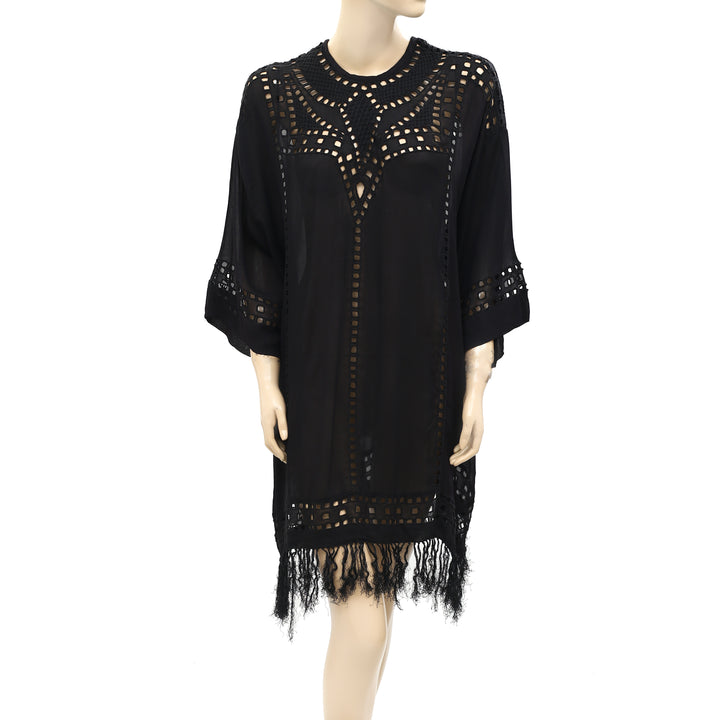 Etoile Isabel Marant Eyelet Enery Fringes Tunic Mini Dress