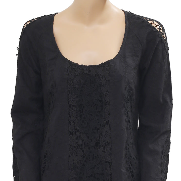 Odd Molly Anthropologie Crochet Embroidered Blouse Top