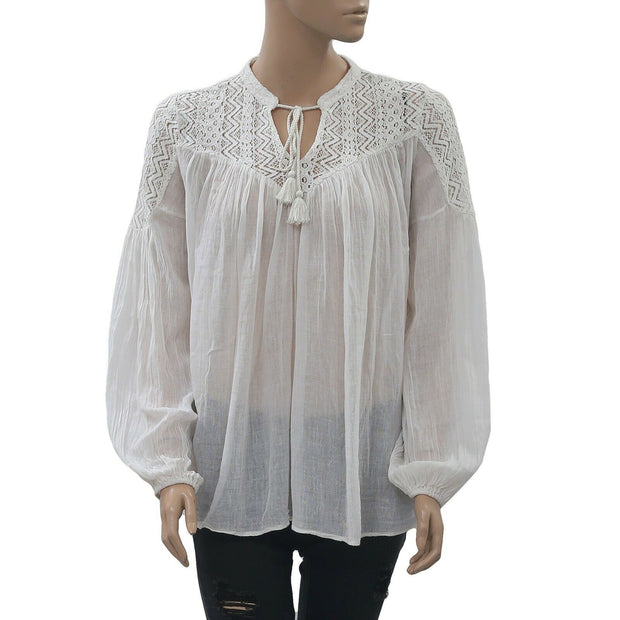 Denim & Supply Ralph Lauren Yoke Lace Gauze Tunic Top XS