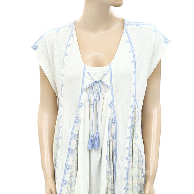 Free People Mesh Embroidered Tunic Top