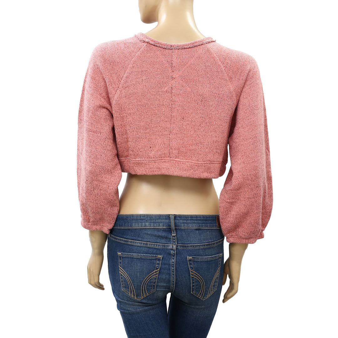 Free People Jade Cropped Pullover Sweatshirt Top XS