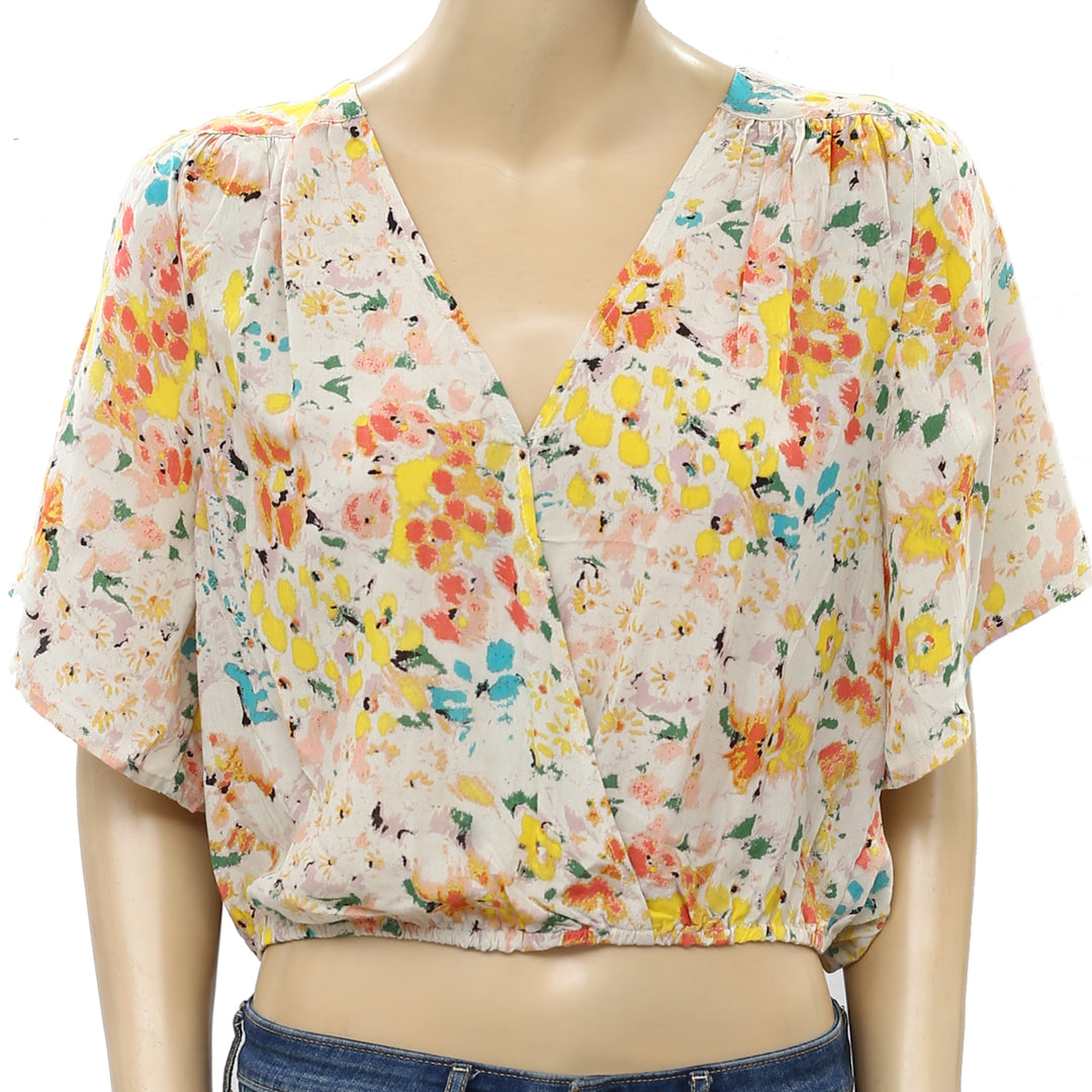 Urban Outfitters UO Kendra Surplice Cropped Blouse Top