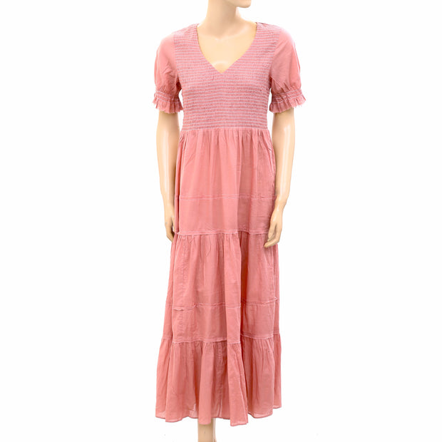 Odd Molly Anthropologie Smocked Rose Pink Maxi Dress