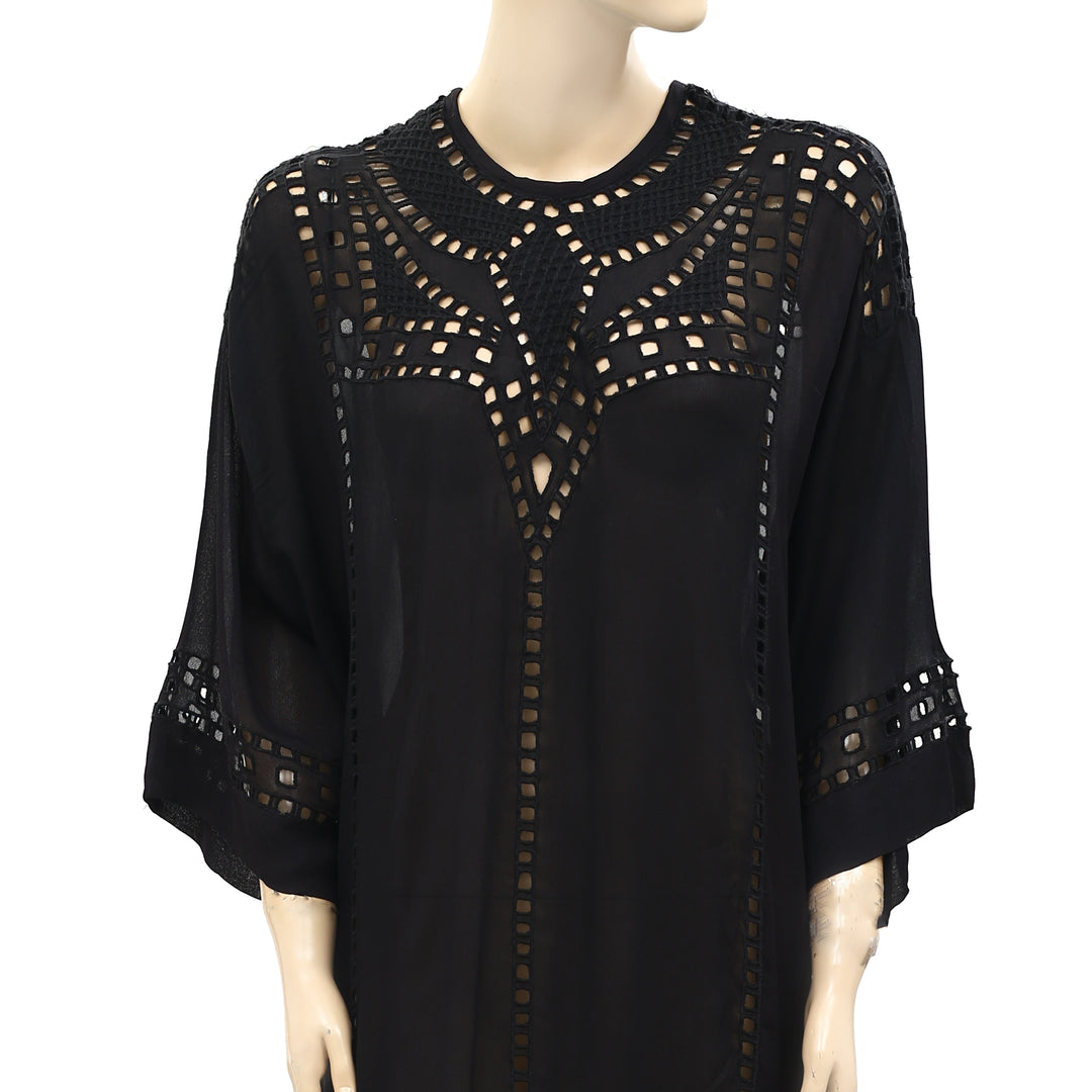 Etoile Isabel Marant Eyelet Enery Fringes Tunic Mini Dress