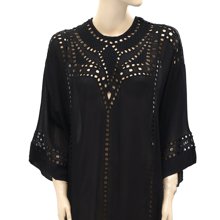 Etoile Isabel Marant Eyelet Enery Fringes Tunic Mini Dress
