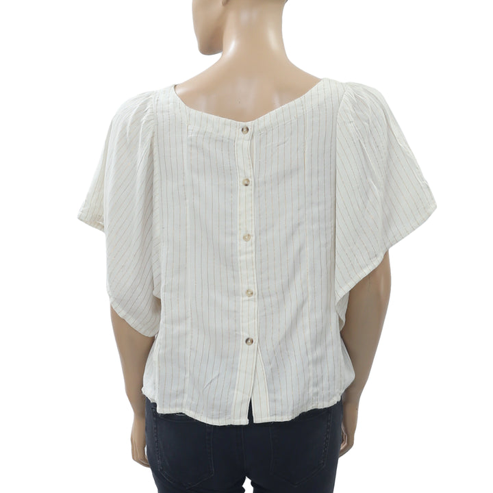 Floreat Anthropologie Shimmer Striped Blouse Top