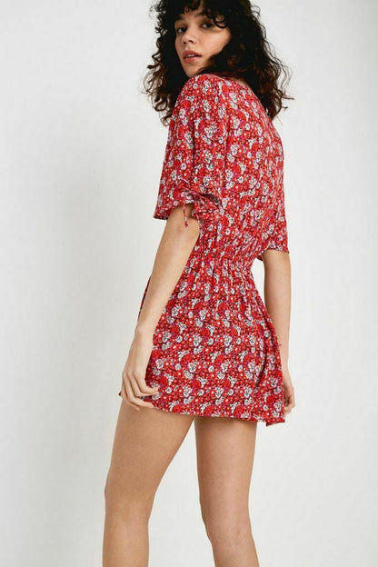 Urban Outfitters Crinkled Floral Romper Dress