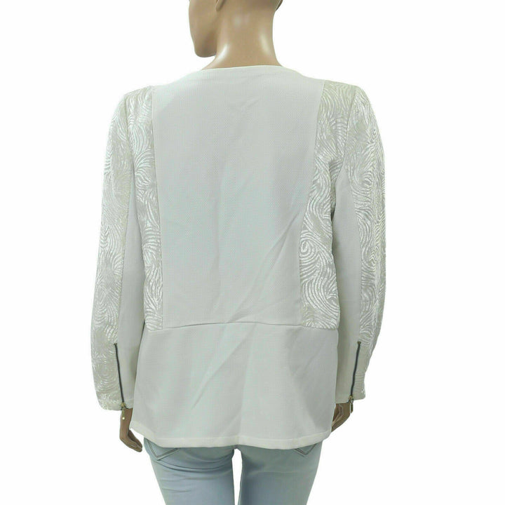 Anthropologie Velvet White Coatigan Jacket Top Oversized S