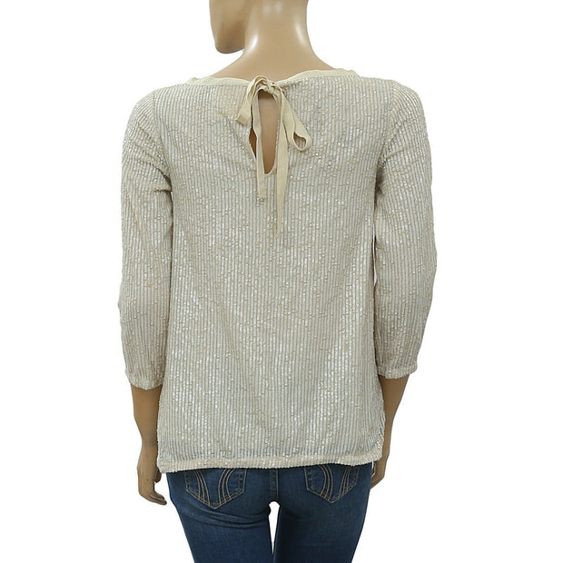 Semicouture Beige Sequin Blouse Top